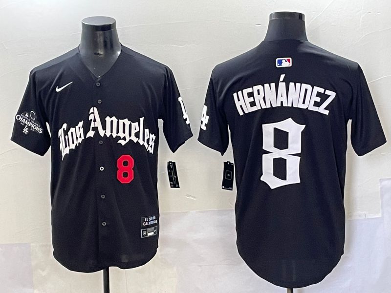 Men 2025 Los Angeles Dodgers #8 Hernandez Black Five generations Joint Name Nike MLB Jersey style 5->los angeles dodgers->MLB Jersey